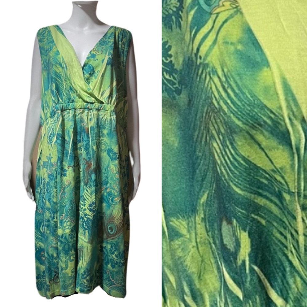 #12 Jane Ashley Green V-Neck Midi Dress – Women’s Size 2X